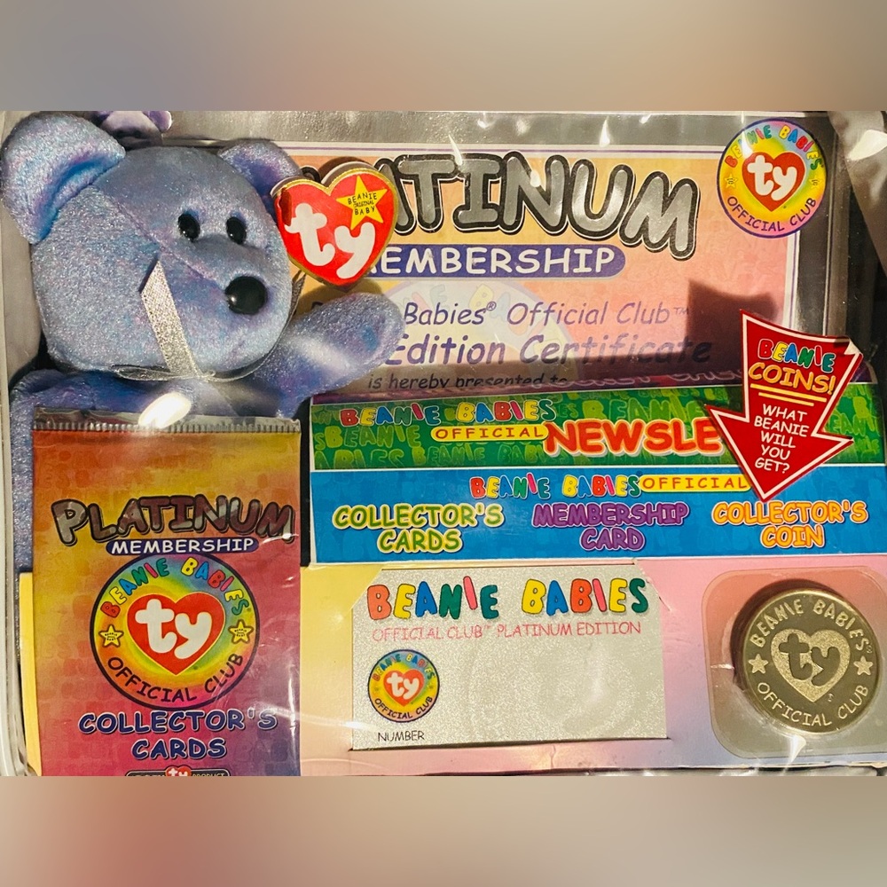 NWT Platinum Beanie Baby Membership (errors) (rare) 1st year